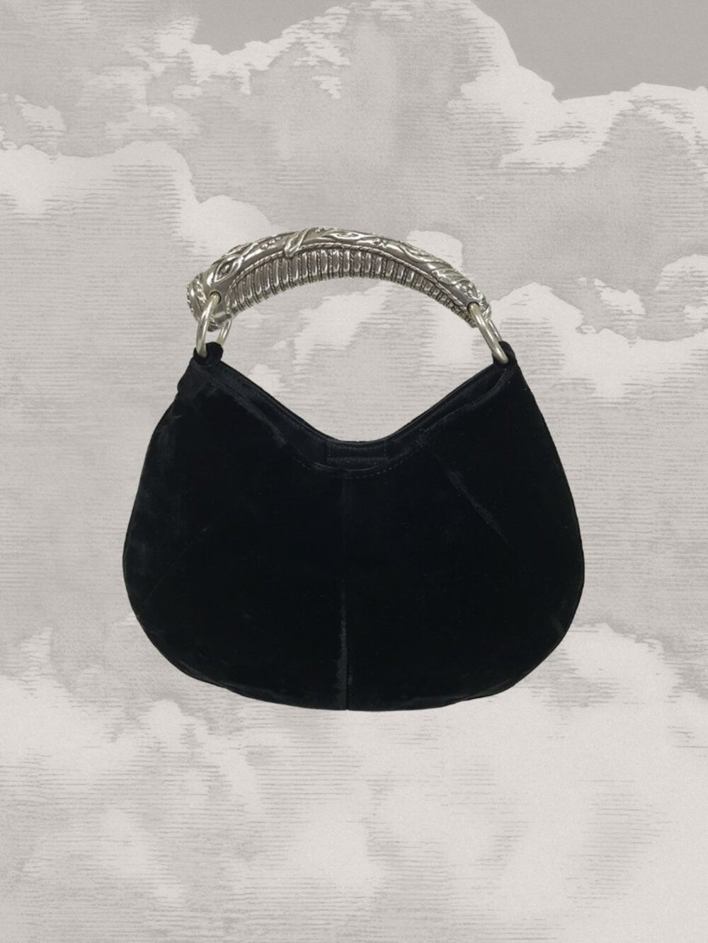 YVES SAINT LAURENT Tom Ford Mombasa Velvet Metal Evening bag Black Mini y2k